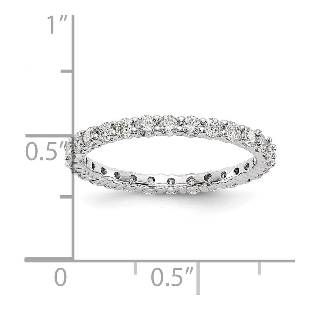 Alternate view of the 2mm 14K White Gold Shared Prong 1.0 Ctw Diamond Eternity Band, Size 4 by The Black Bow Jewelry Co.