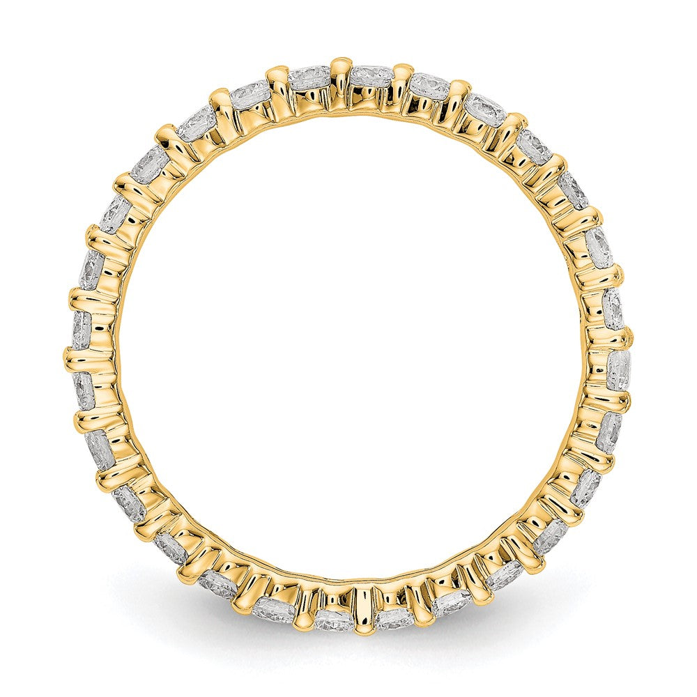 Alternate view of the 2mm 14K Yellow Gold Shared Prong 1.0 Ctw Diamond Eternity Band, Size 4 by The Black Bow Jewelry Co.
