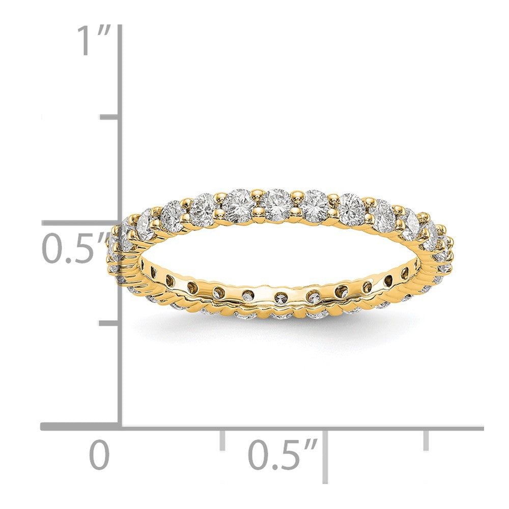 Alternate view of the 2mm 14K Yellow Gold Shared Prong 1.0 Ctw Diamond Eternity Band, Size 4 by The Black Bow Jewelry Co.