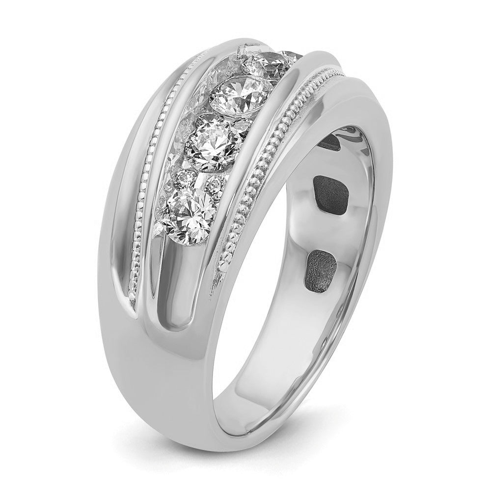 Alternate view of the 10.7mm 14K White Gold 1 Ctw Diamond Milgrain Tapered Band, Size 8 by The Black Bow Jewelry Co.