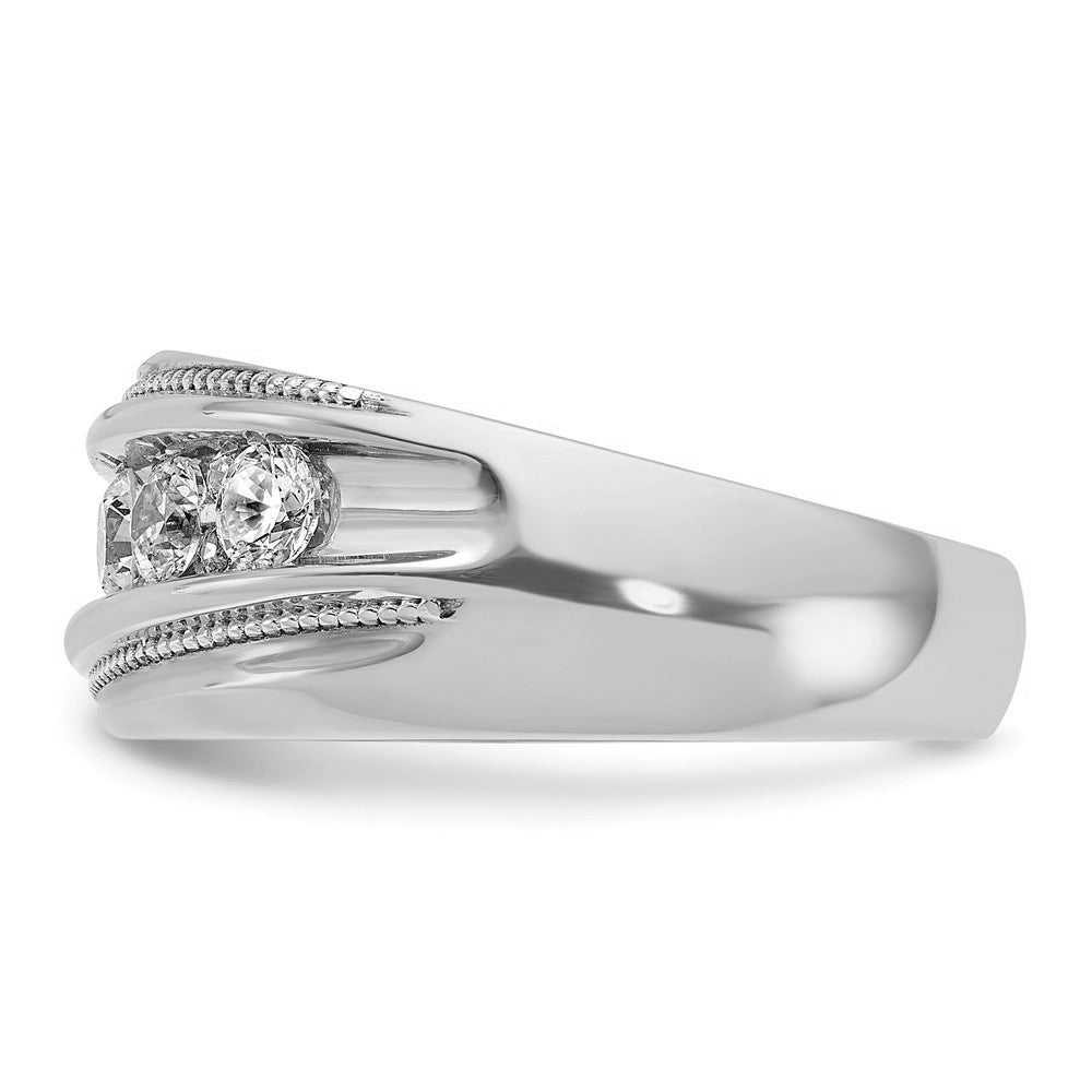 Alternate view of the 10.7mm 14K White Gold 1 Ctw Diamond Milgrain Tapered Band, Size 8 by The Black Bow Jewelry Co.