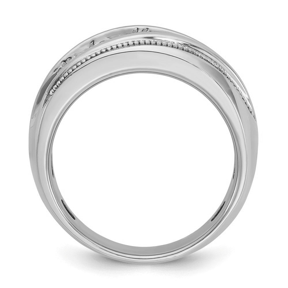 Alternate view of the 10.7mm 14K White Gold 1 Ctw Diamond Milgrain Tapered Band, Size 8.25 by The Black Bow Jewelry Co.