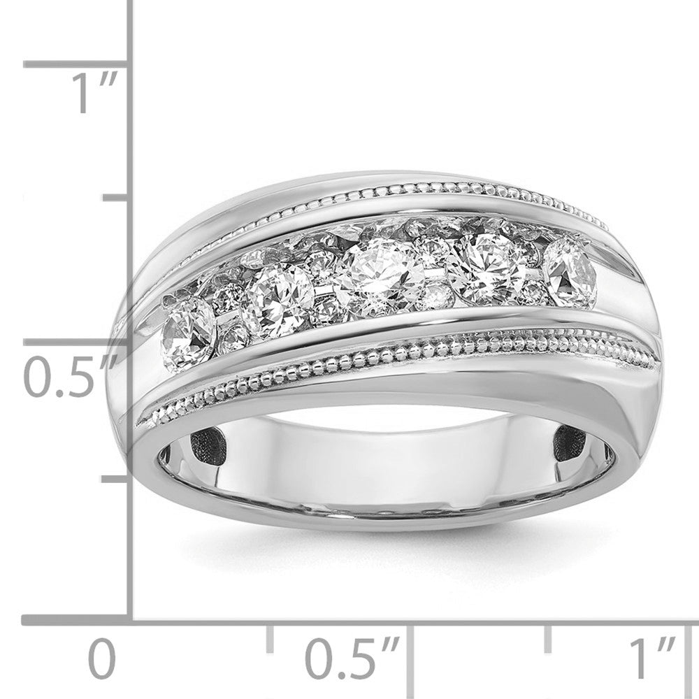 Alternate view of the 10.7mm 14K Yellow or White Gold 1 Ctw Diamond Milgrain Tapered Band by The Black Bow Jewelry Co.