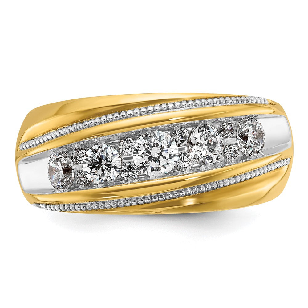 Alternate view of the 10.7mm 14K Yellow Gold 1 Ctw Diamond Milgrain Tapered Band, Size 11.75 by The Black Bow Jewelry Co.