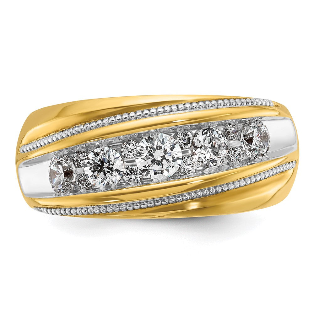 Alternate view of the 10.7mm 14K Yellow or White Gold 1 Ctw Diamond Milgrain Tapered Band by The Black Bow Jewelry Co.