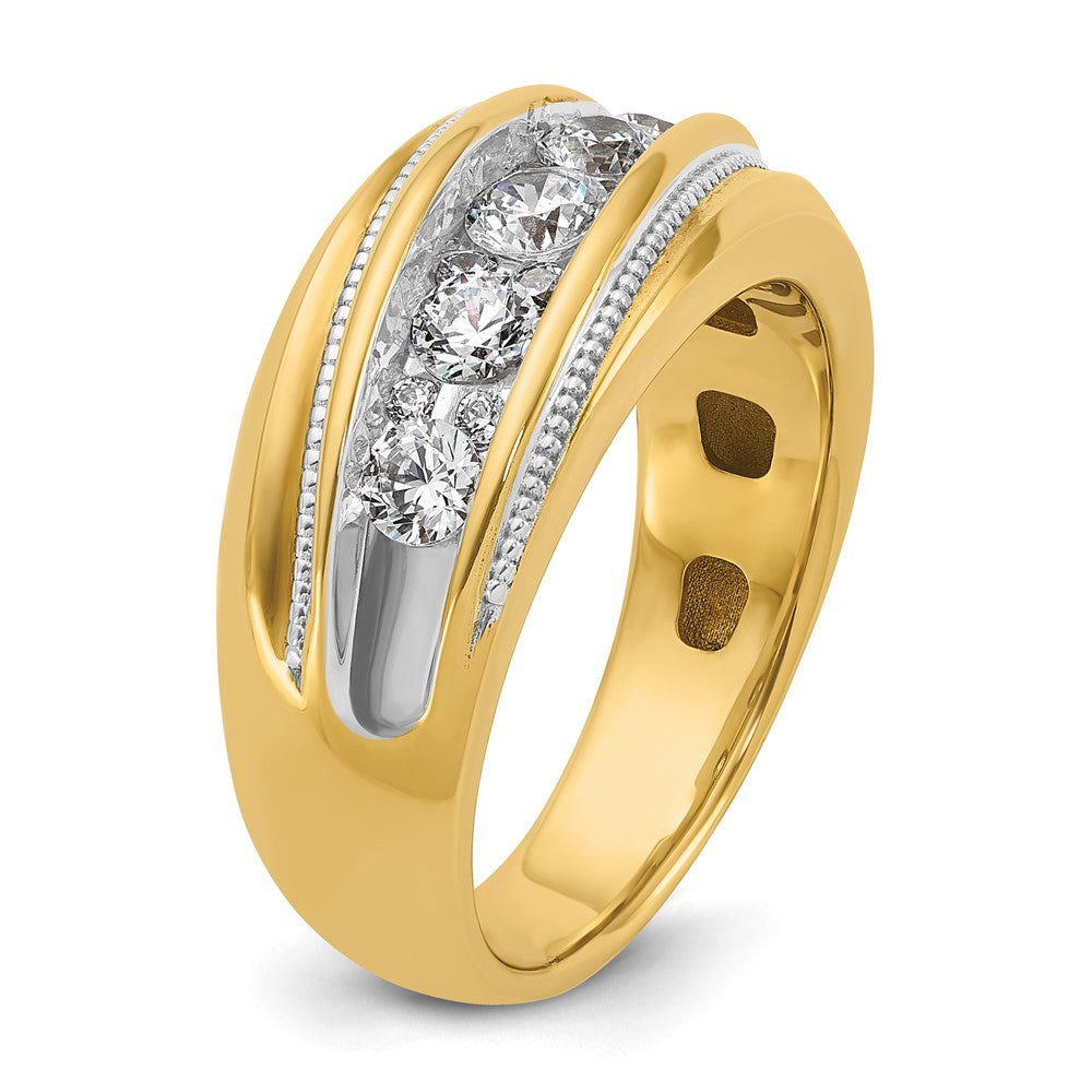 Alternate view of the 10.7mm 14K Yellow Gold 1 Ctw Diamond Milgrain Tapered Band, Size 8.5 by The Black Bow Jewelry Co.