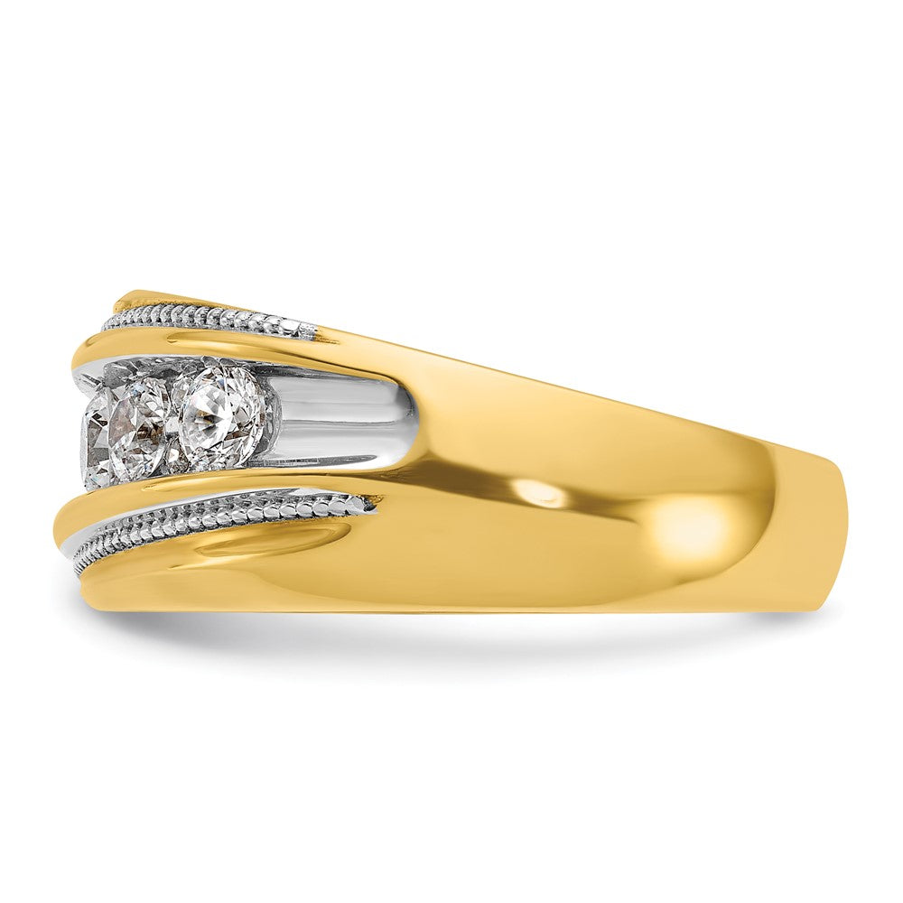 Alternate view of the 10.7mm 14K Yellow Gold 1 Ctw Diamond Milgrain Tapered Band, Size 10 by The Black Bow Jewelry Co.