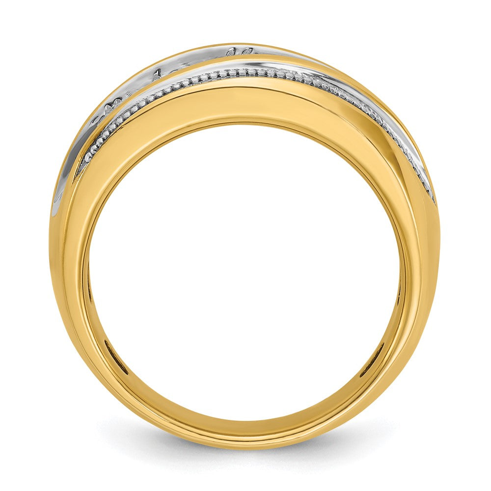 Alternate view of the 10.7mm 14K Yellow Gold 1 Ctw Diamond Milgrain Tapered Band, Size 11.25 by The Black Bow Jewelry Co.