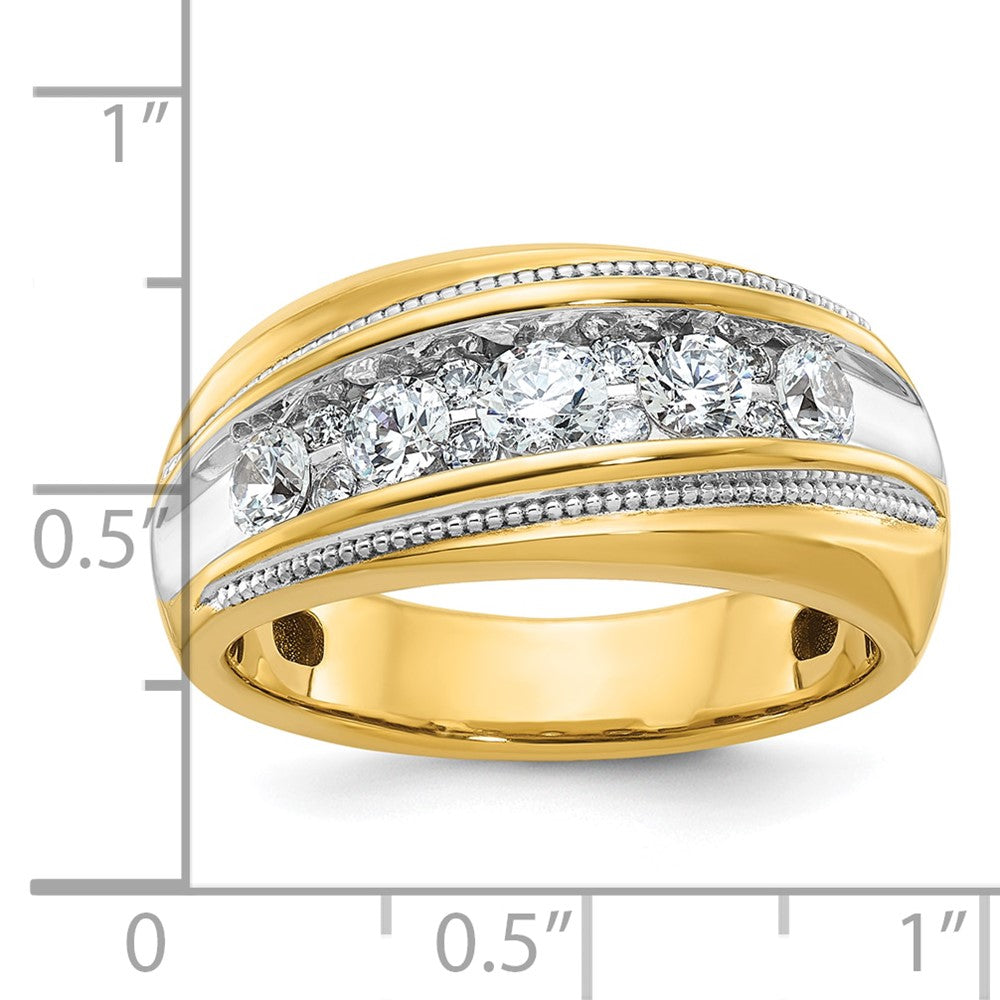 Alternate view of the 10.7mm 14K Yellow Gold 1 Ctw Diamond Milgrain Tapered Band, Size 9 by The Black Bow Jewelry Co.