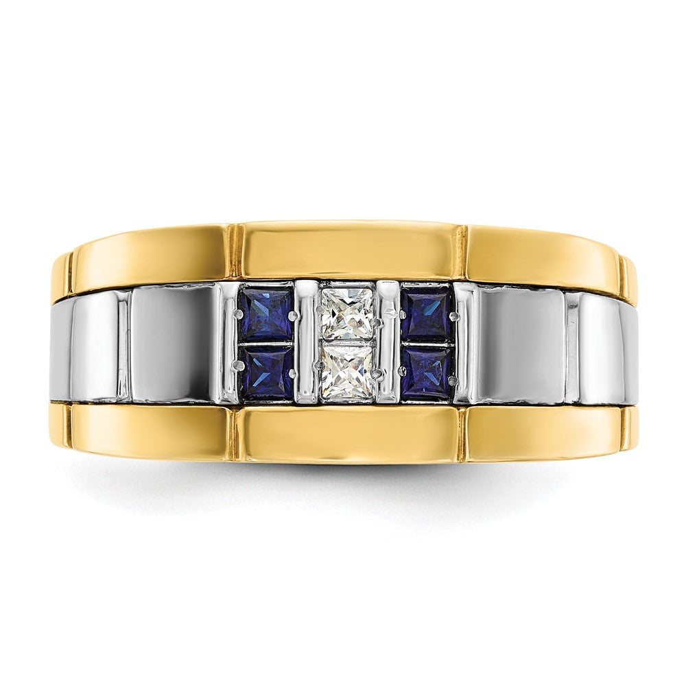 Alternate view of the 9.5mm 14K Two Tone Gold Cr. Sapphire & Diamond Tapered Band, SZ 8 by The Black Bow Jewelry Co.
