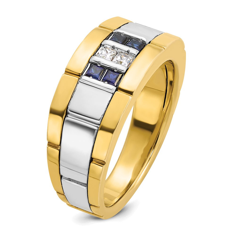 Alternate view of the 9.5mm 14K Two Tone Gold Cr. Sapphire & Diamond Tapered Band, SZ 8 by The Black Bow Jewelry Co.