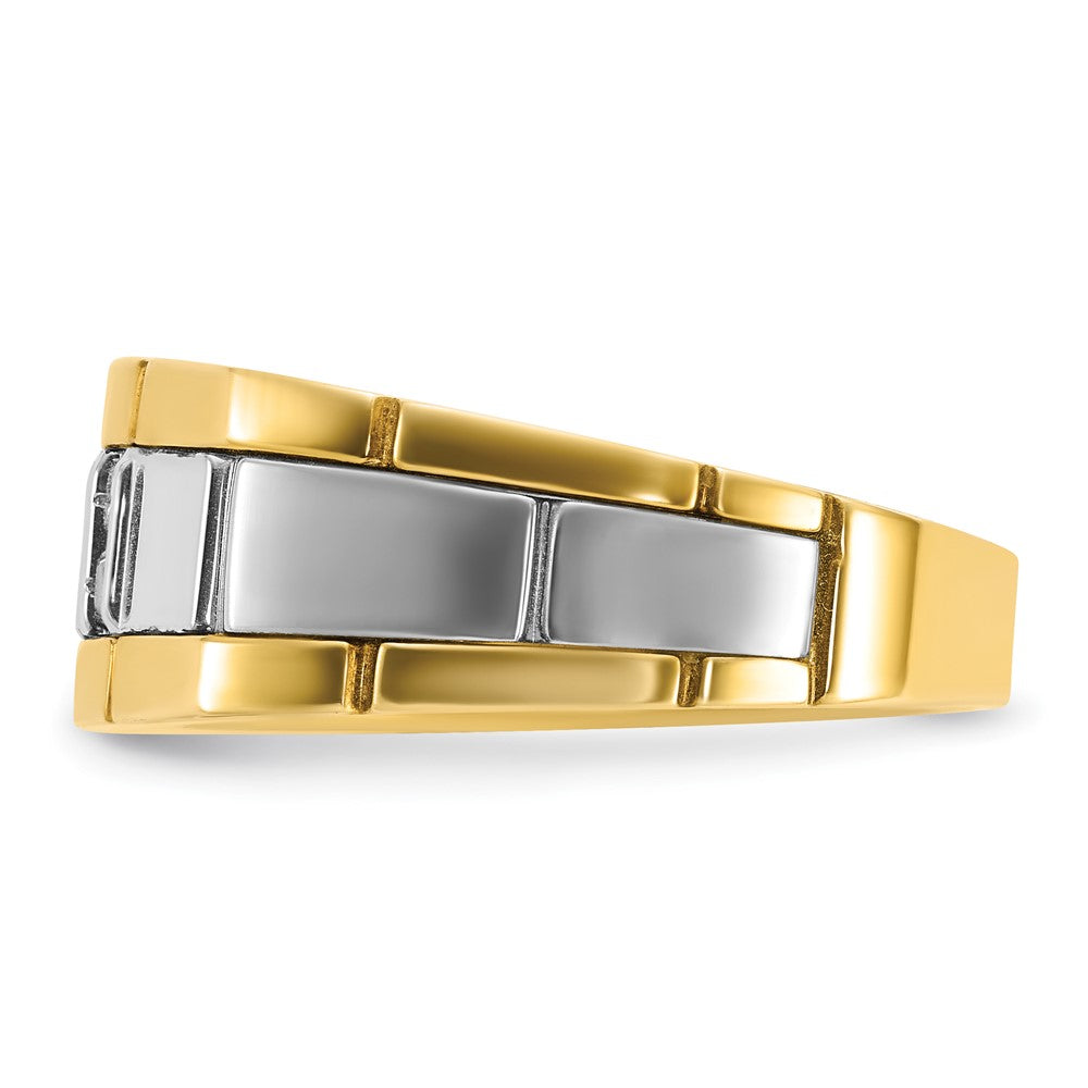 Alternate view of the 9.5mm 14K Two Tone Gold Cr. Sapphire &amp; Diamond Tapered Band, SZ 10.75 by The Black Bow Jewelry Co.