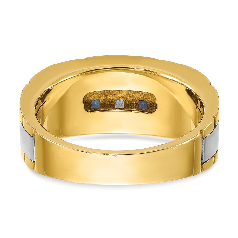 Alternate view of the 9.5mm 14K Two Tone Gold Cr. Sapphire &amp; Diamond Tapered Band, SZ 10.25 by The Black Bow Jewelry Co.