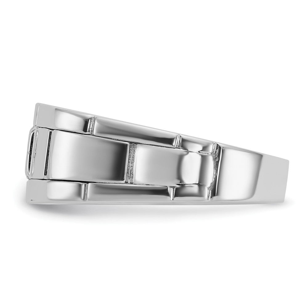 Alternate view of the 9.5mm 14K White Gold Created Sapphire & Diamond Tapered Band, SZ 8 by The Black Bow Jewelry Co.