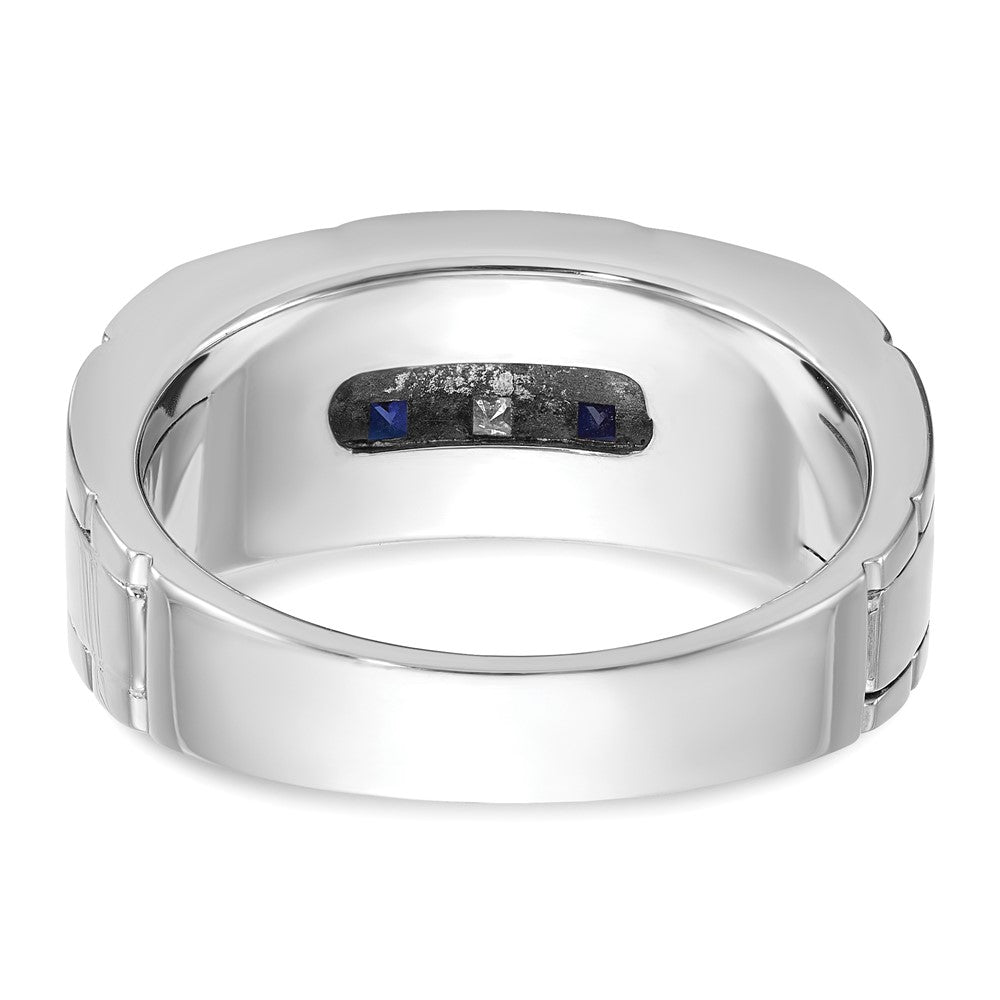 Alternate view of the 9.5mm 14K White Gold Created Sapphire & Diamond Tapered Band, SZ 8 by The Black Bow Jewelry Co.