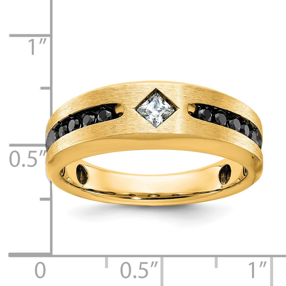 Alternate view of the 8mm 10K Yellow Gold Black Rhodium B/W Diamond Tapered Band, Size 8 by The Black Bow Jewelry Co.