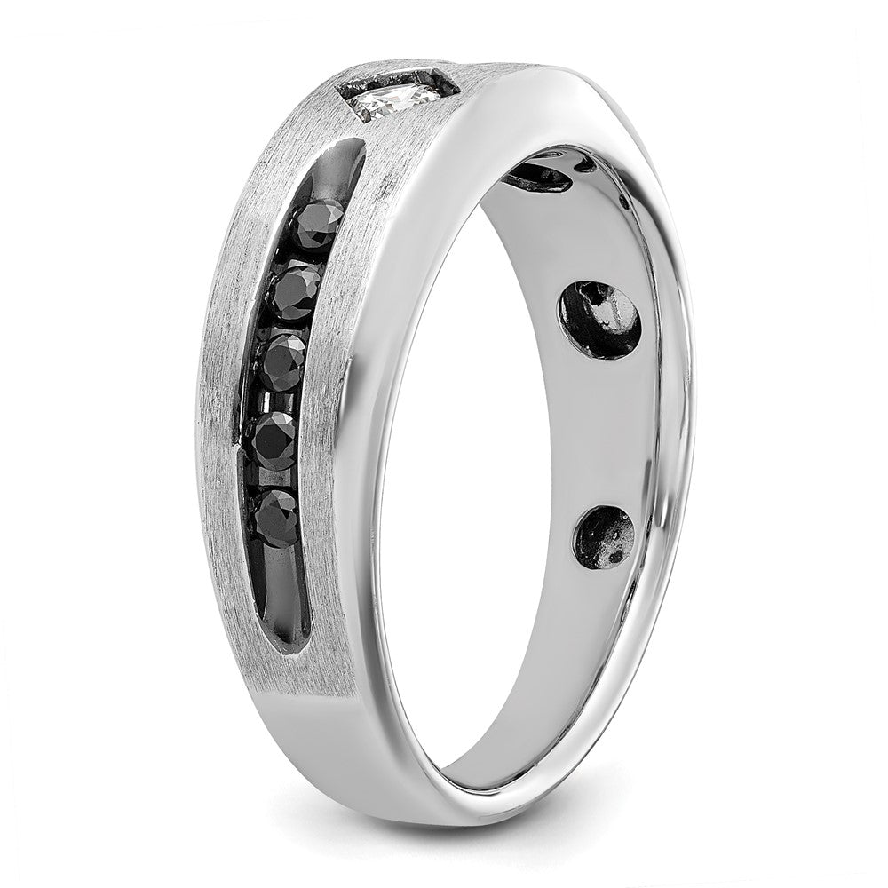 Alternate view of the Mens 8mm 14K White Gold Black Rhodium Lab-Created Diamond Tapered Band by The Black Bow Jewelry Co.
