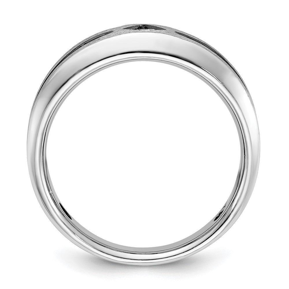Alternate view of the Mens 8mm 14K White Gold Black Rhodium Lab-Created Diamond Tapered Band by The Black Bow Jewelry Co.