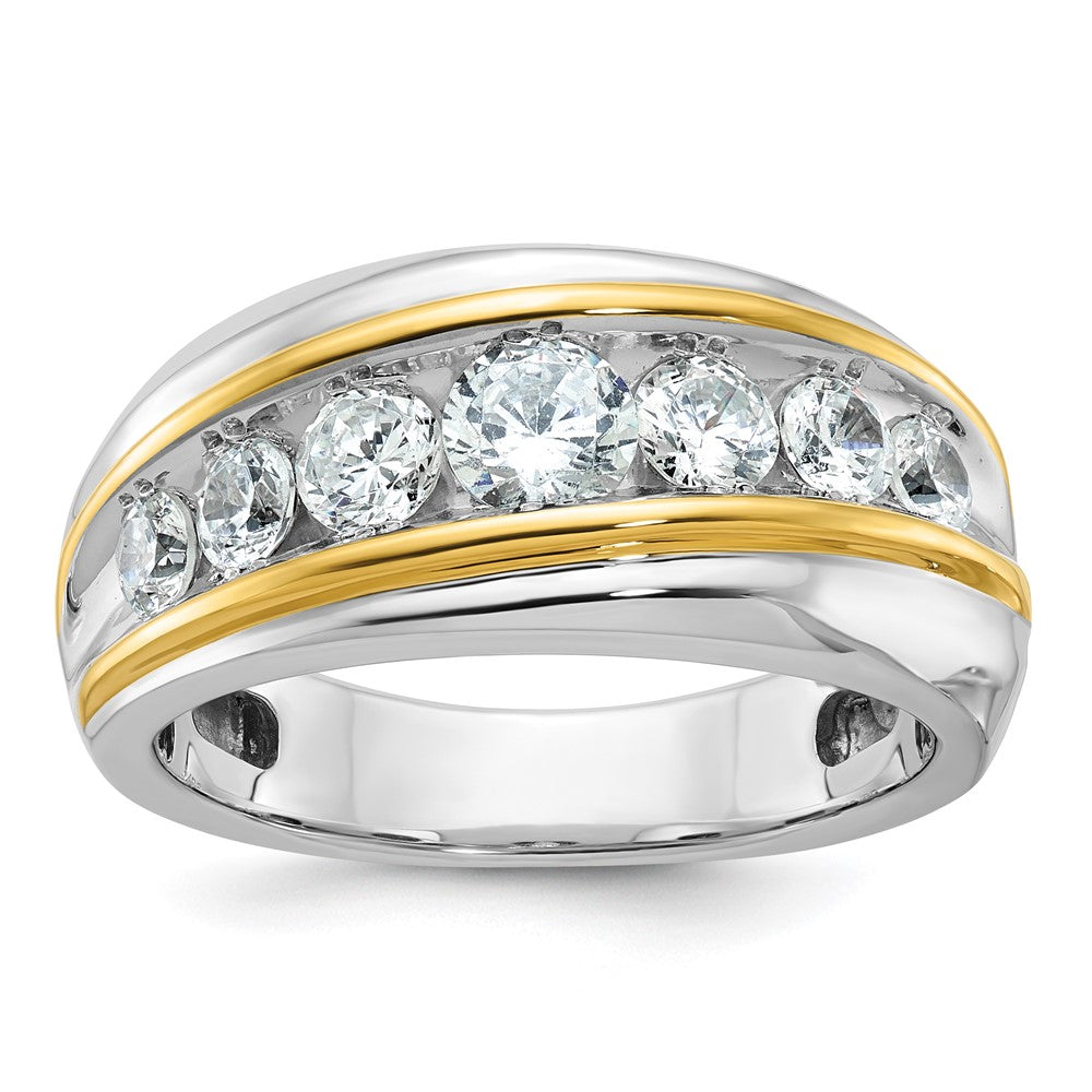Men's 10.8mm 14k Two Tone Gold 7-Stone Diamond Tapered Band, Item R12191 by The Black Bow Jewelry Co.