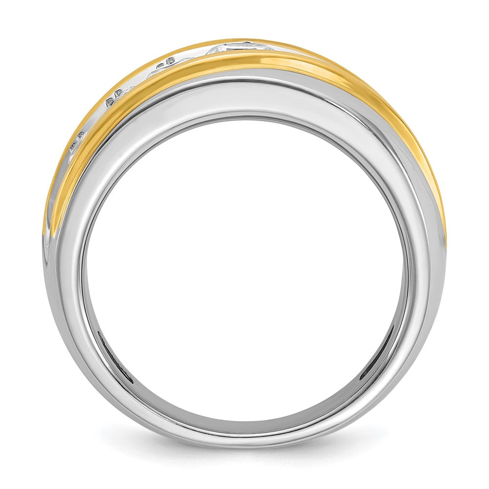 Alternate view of the Men&#39;s 10.8mm 14k Two Tone Gold 7-Stone Diamond Tapered Band by The Black Bow Jewelry Co.