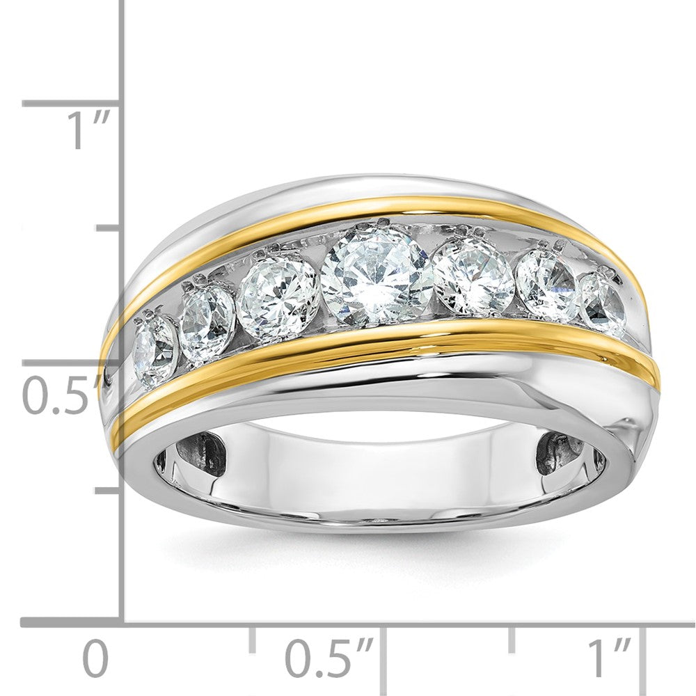 Alternate view of the Men&#39;s 10.8mm 14k Two Tone Gold 7-Stone Diamond Tapered Band by The Black Bow Jewelry Co.