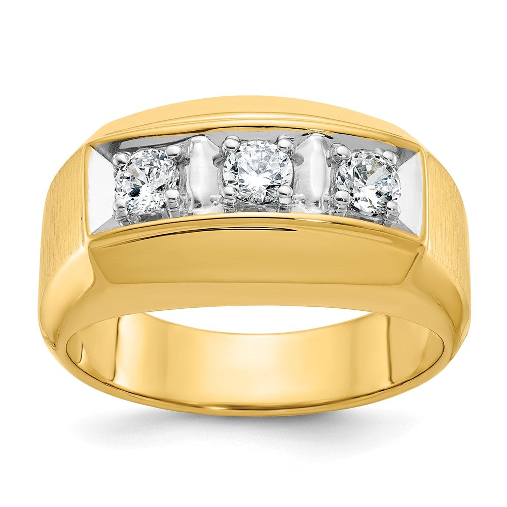Men&#39;s 11mm 14K Two Tone Gold 3-Stone 1/2 Ctw Diamond Tapered Band, Item R12192 by The Black Bow Jewelry Co.