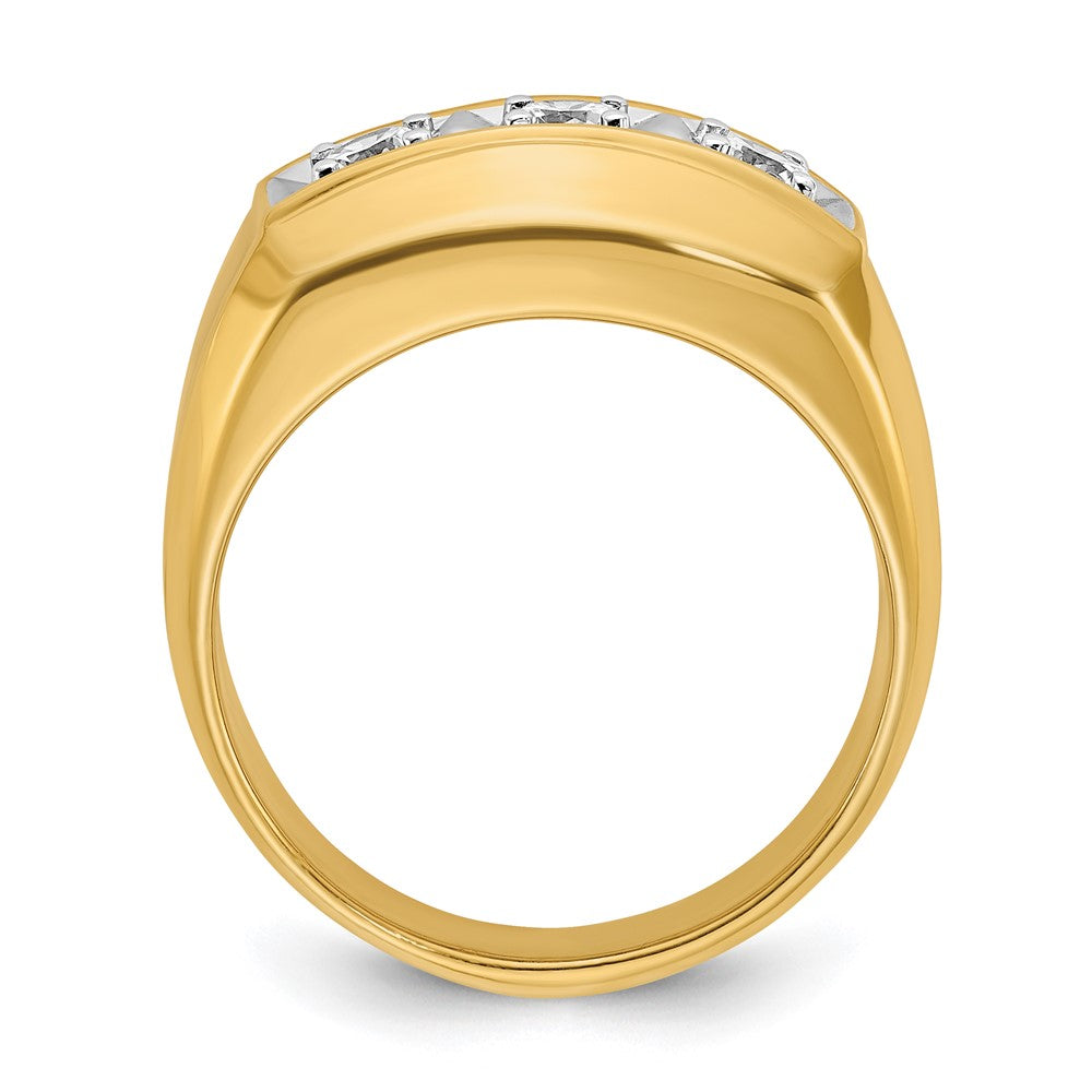 Alternate view of the Men&#39;s 11mm 14K Two Tone Gold 3-Stone 1/2 Ctw Diamond Tapered Band by The Black Bow Jewelry Co.