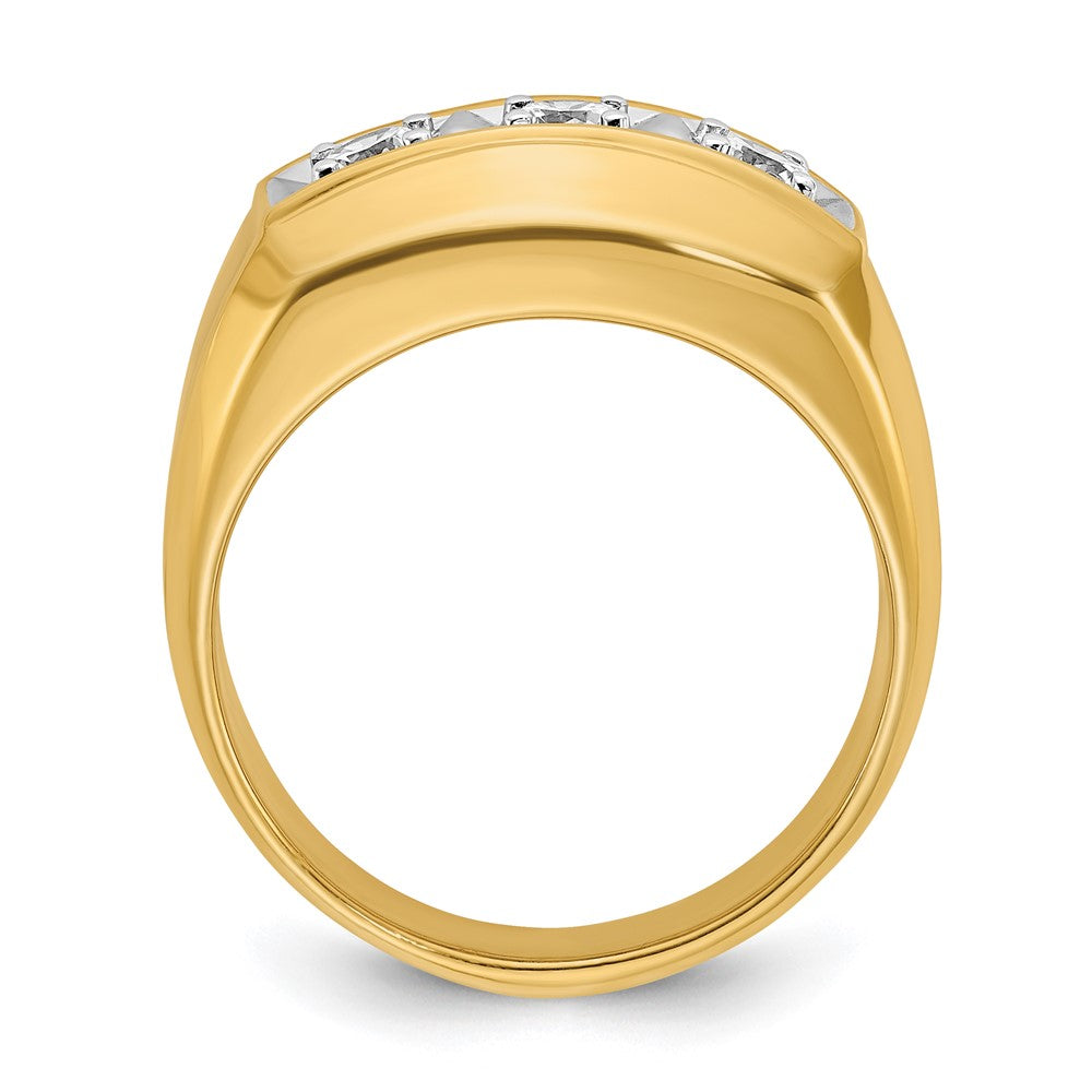 Alternate view of the Men's 11mm 14K Two Tone Gold 3-Stone 1/2 Ctw Diamond Tapered Band by The Black Bow Jewelry Co.