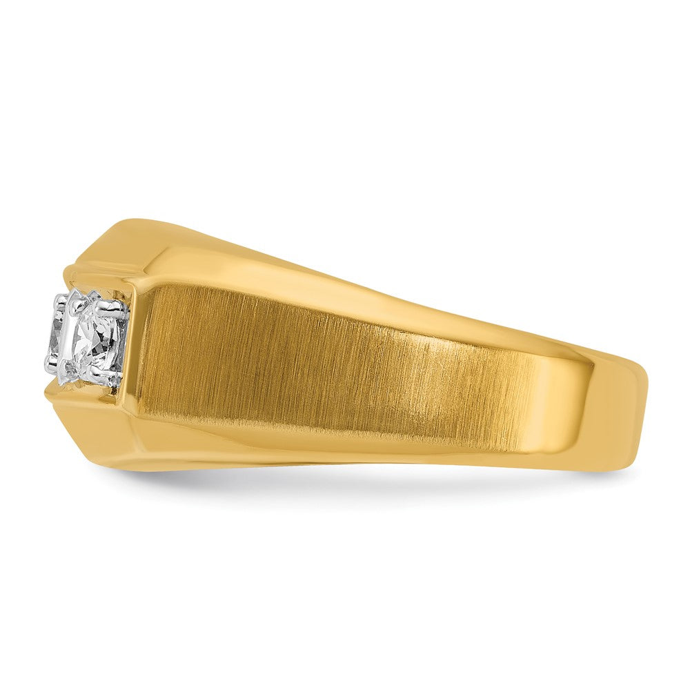 Alternate view of the Men's 11mm 14K Two Tone Gold 3-Stone 1/2 Ctw Diamond Tapered Band by The Black Bow Jewelry Co.