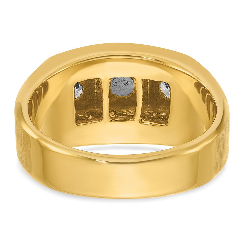Alternate view of the Men's 11mm 14K Two Tone Gold 3-Stone 1/2 Ctw Diamond Tapered Band by The Black Bow Jewelry Co.