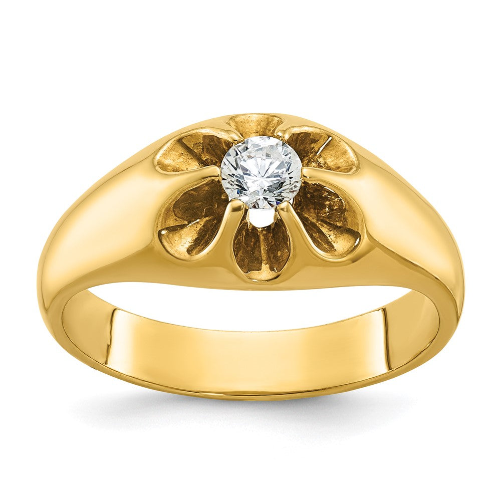 10K Yellow Gold &amp; 1/4 Ct Diamond Flower Tapered Band, Item R12193 by The Black Bow Jewelry Co.