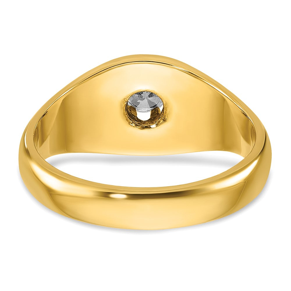 Alternate view of the 10K Yellow Gold &amp; 1/4 Ct Diamond Flower Tapered Band by The Black Bow Jewelry Co.