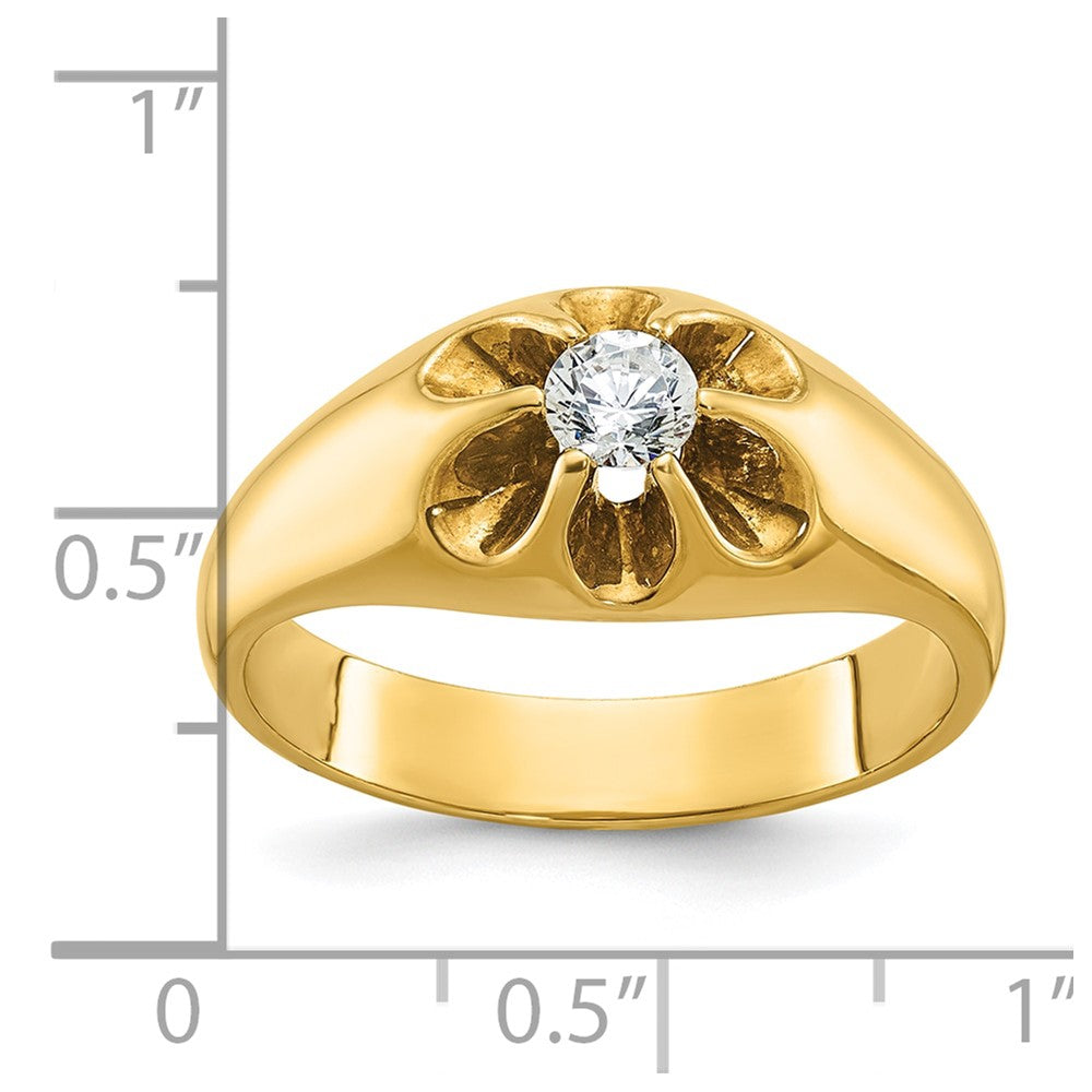 Alternate view of the 10K Yellow Gold &amp; 1/4 Ct Diamond Flower Tapered Band by The Black Bow Jewelry Co.