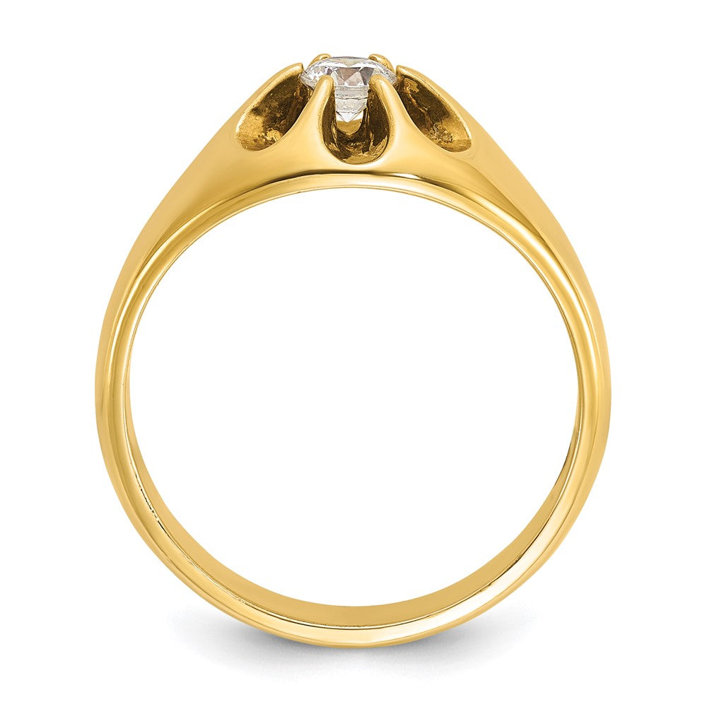 Alternate view of the 14K Yellow Gold &amp; 1/4 Ct Diamond Flower Tapered Band by The Black Bow Jewelry Co.