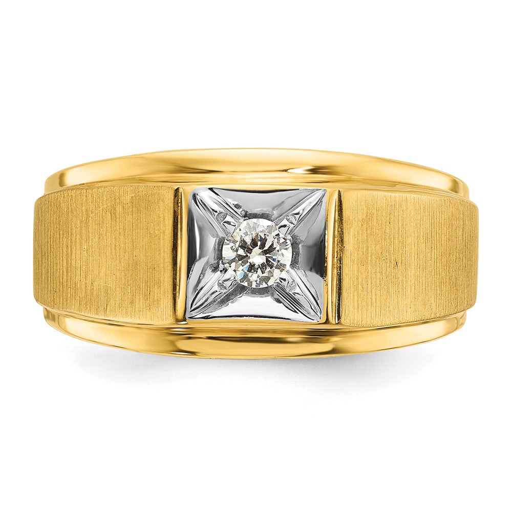 Alternate view of the Men&#39;s 10K Two Tone Gold &amp; 1/6 CT Diamond Tapered Band by The Black Bow Jewelry Co.