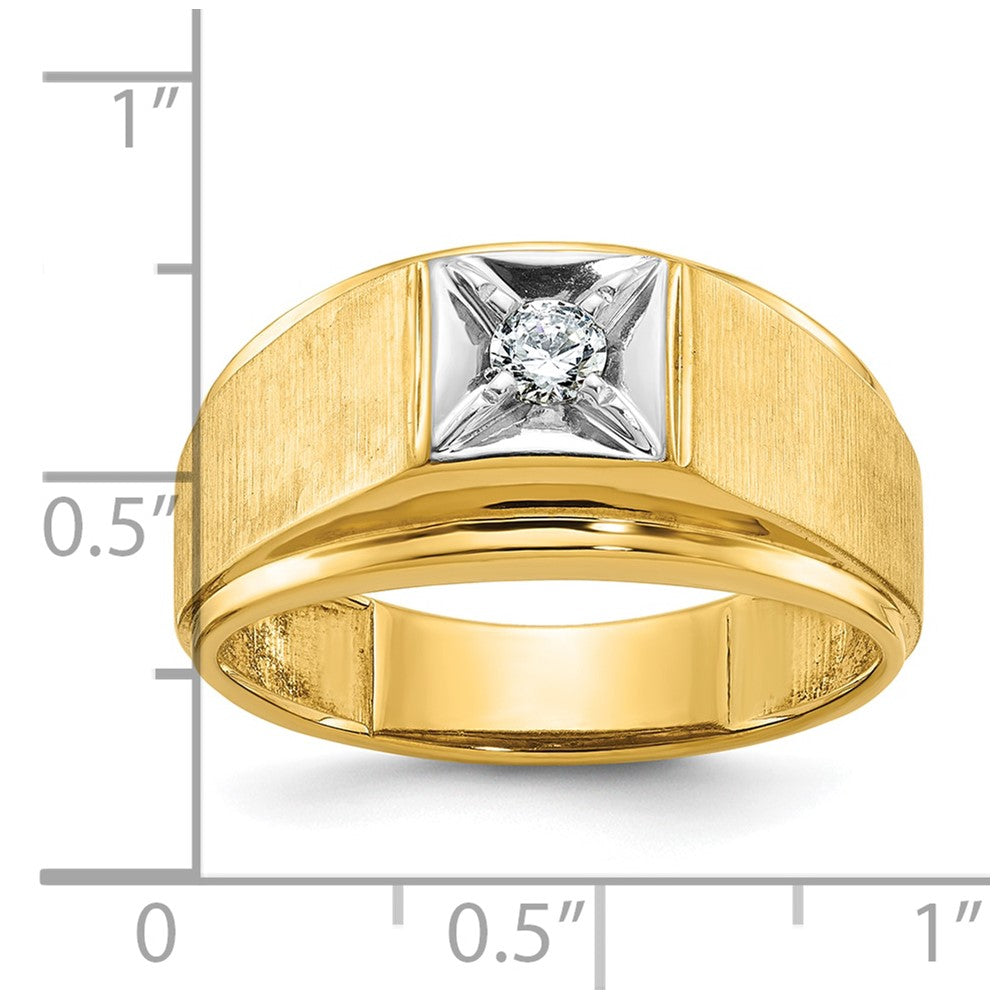 Alternate view of the Men&#39;s 10K Two Tone Gold &amp; 1/6 CT Diamond Tapered Band by The Black Bow Jewelry Co.
