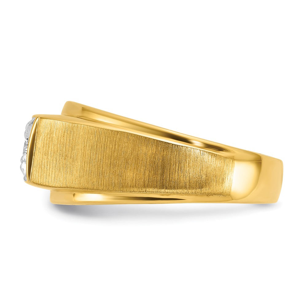Alternate view of the Men&#39;s 14K Two Tone Gold &amp; 1/6 CT Diamond Tapered Band by The Black Bow Jewelry Co.