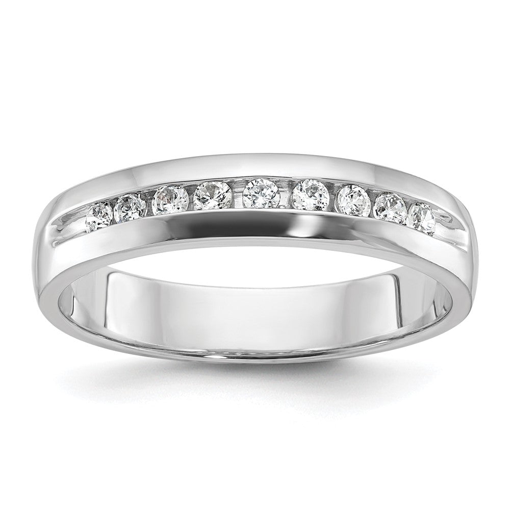 4.5mm 14K White Gold 9-Stone 1/4 Ctw Diamond Standard Fit Band, Item R12197 by The Black Bow Jewelry Co.