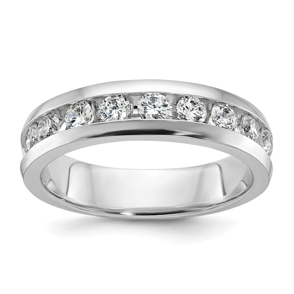 5.75mm 14K White Gold 9-Stone 1.0 Ctw Diamond Standard Fit Band, Item R12201 by The Black Bow Jewelry Co.