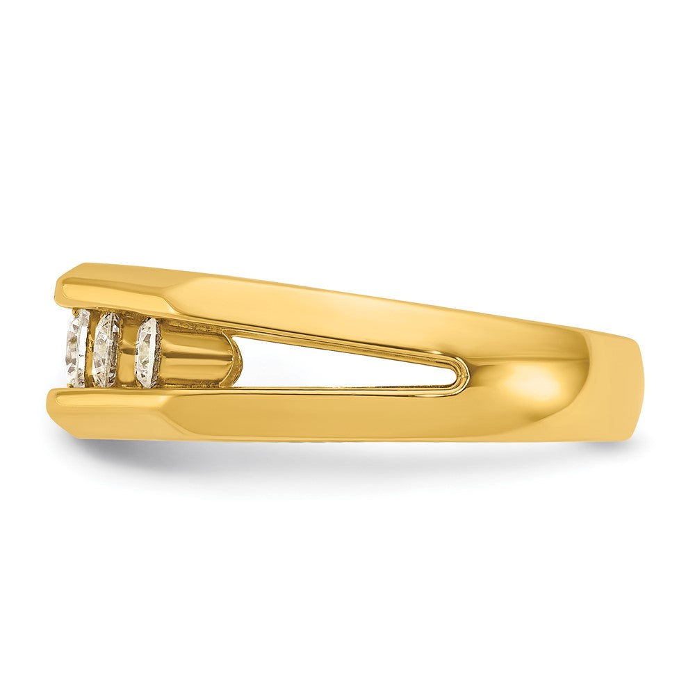 Alternate view of the Men&#39;s 10mm 14K Yellow Gold 3/4 Ctw Diamond Tapered Split Shank Band by The Black Bow Jewelry Co.