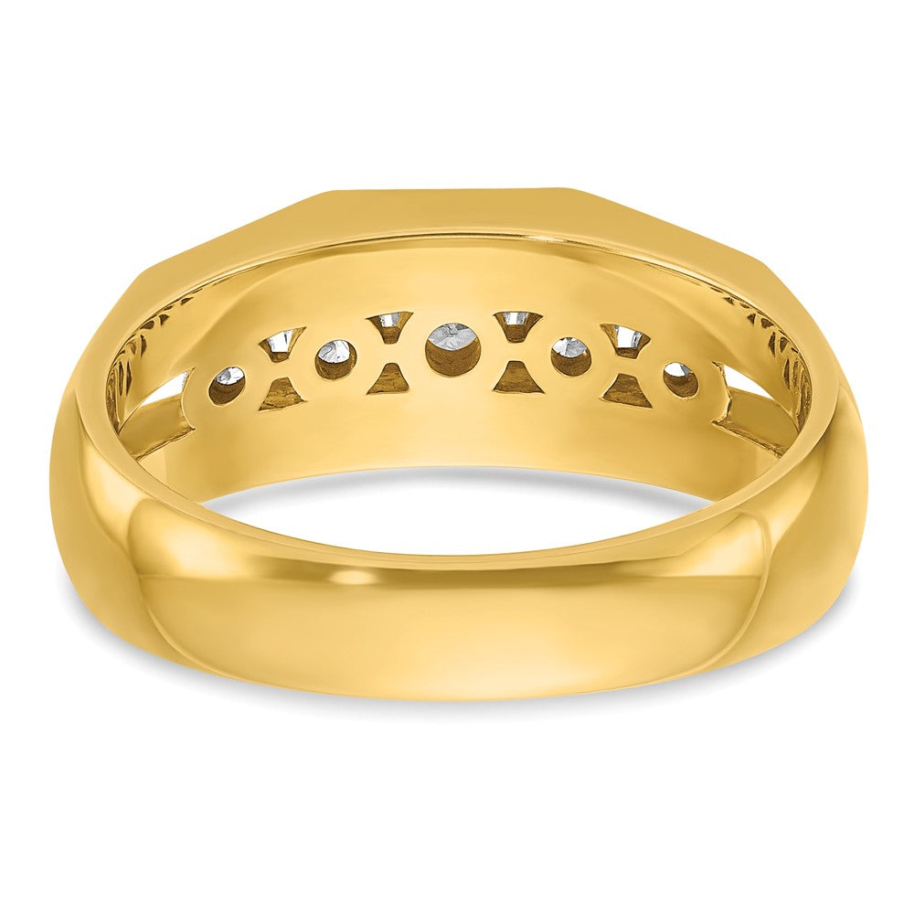 Alternate view of the Men&#39;s 8mm 14K Yellow Gold 1/2 Ctw Diamond Tapered Split Shank Band by The Black Bow Jewelry Co.
