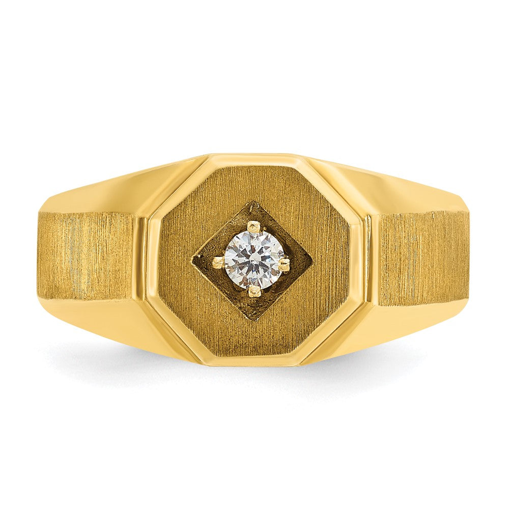 Alternate view of the Men&#39;s 10.5mm 14K Yellow Gold 1/10 Ct Diamond Tapered Signet Ring by The Black Bow Jewelry Co.