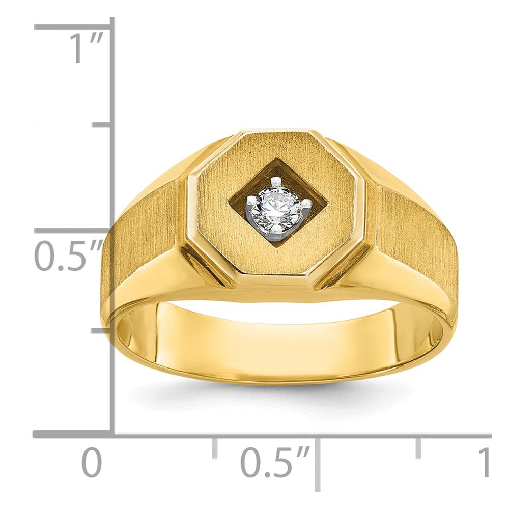 Alternate view of the Men&#39;s 10.5mm 14K Yellow Gold 1/10 Ct Diamond Tapered Signet Ring by The Black Bow Jewelry Co.