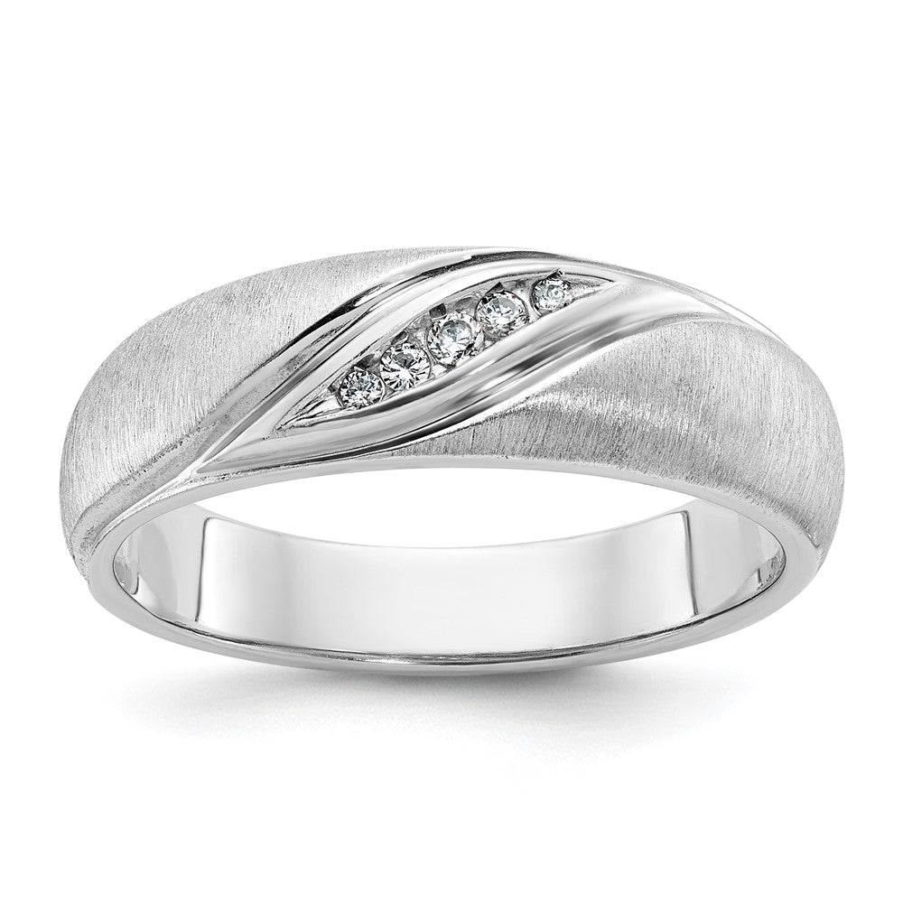 Men&#39;s 6.8mm 14K White Gold 1/15 Ctw Lab Created Diamond Tapered Band, Item R12210 by The Black Bow Jewelry Co.