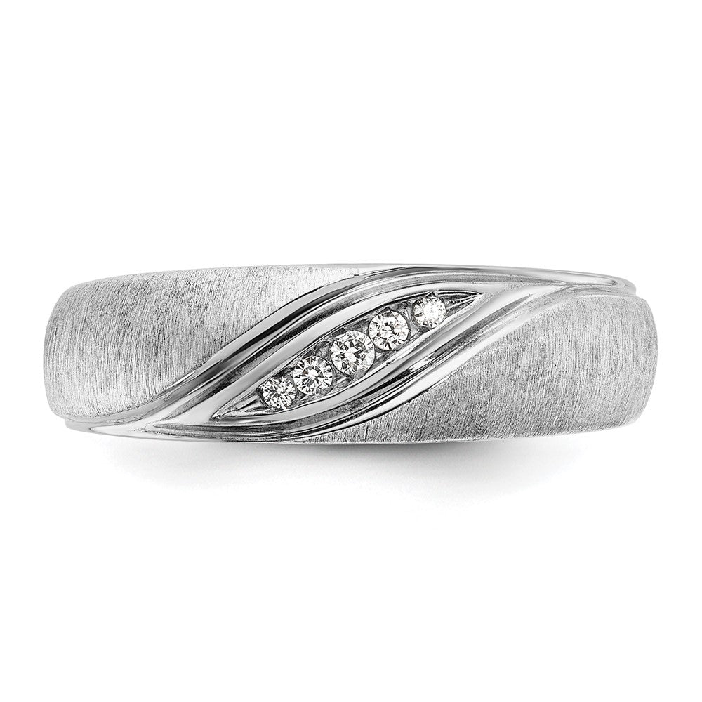 Alternate view of the Men&#39;s 6.8mm 14K White Gold 1/15 Ctw Lab Created Diamond Tapered Band by The Black Bow Jewelry Co.