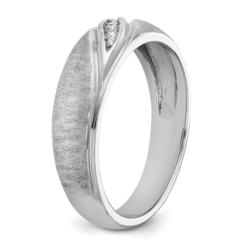 Alternate view of the Men&#39;s 6.8mm 14K White Gold 1/15 Ctw Lab Created Diamond Tapered Band by The Black Bow Jewelry Co.