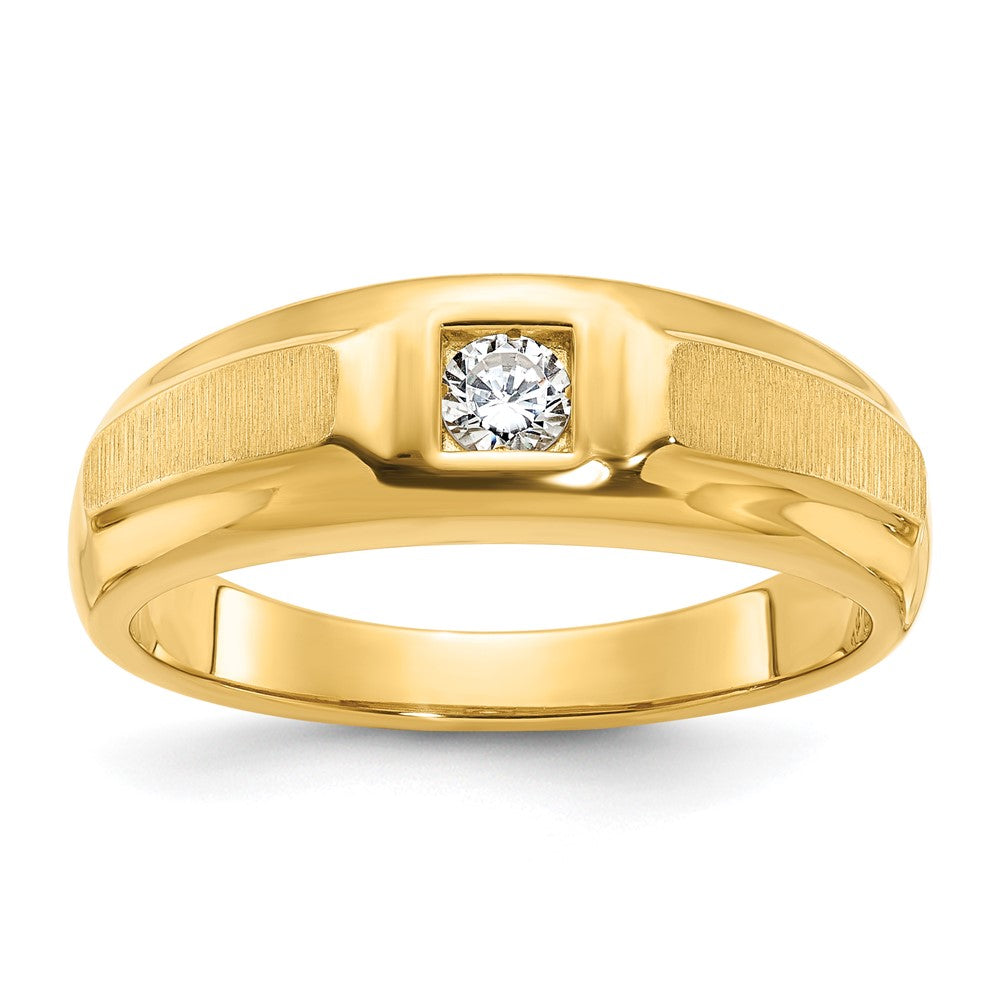 Men&#39;s 7mm 10K Yellow Gold 1/6 Ct Diamond Tapered Band, Item R12211 by The Black Bow Jewelry Co.