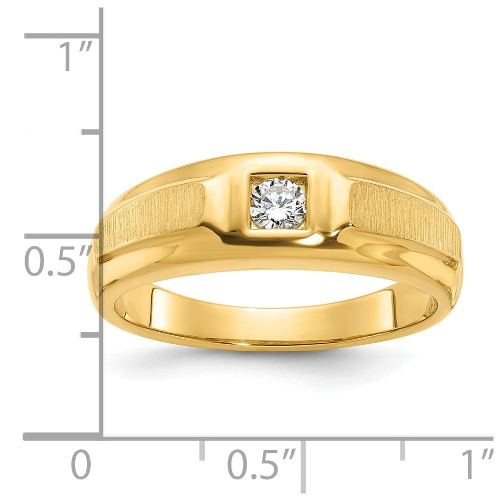 Alternate view of the Men&#39;s 7mm 10K Yellow Gold 1/6 Ct Diamond Tapered Band by The Black Bow Jewelry Co.