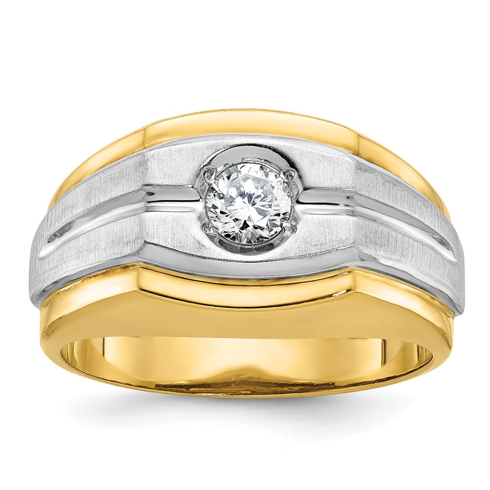Men&#39;s 12mm 10K Two Tone Gold 1/3 Ct Diamond Tapered Band, Item R12213 by The Black Bow Jewelry Co.