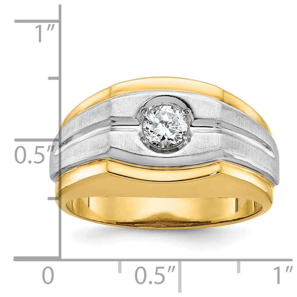 Alternate view of the Men&#39;s 12mm 10K Two Tone Gold 1/3 Ct Diamond Tapered Band by The Black Bow Jewelry Co.